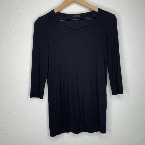 ATM Large Black Mirco Modal Ballet Neck Rib 3/4 Sleeve Tee - Picture 2 of 7